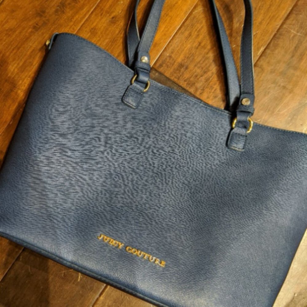 Juicy Couture navy leather tote bag purse